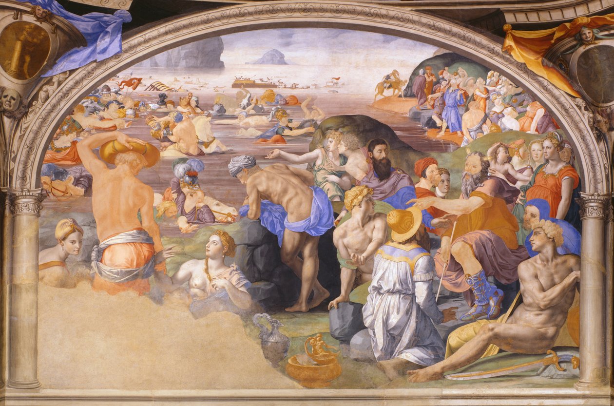 Israelilaisten ylitys Punaisellamerellä, 1540-1545 tekijältä Agnolo Bronzino