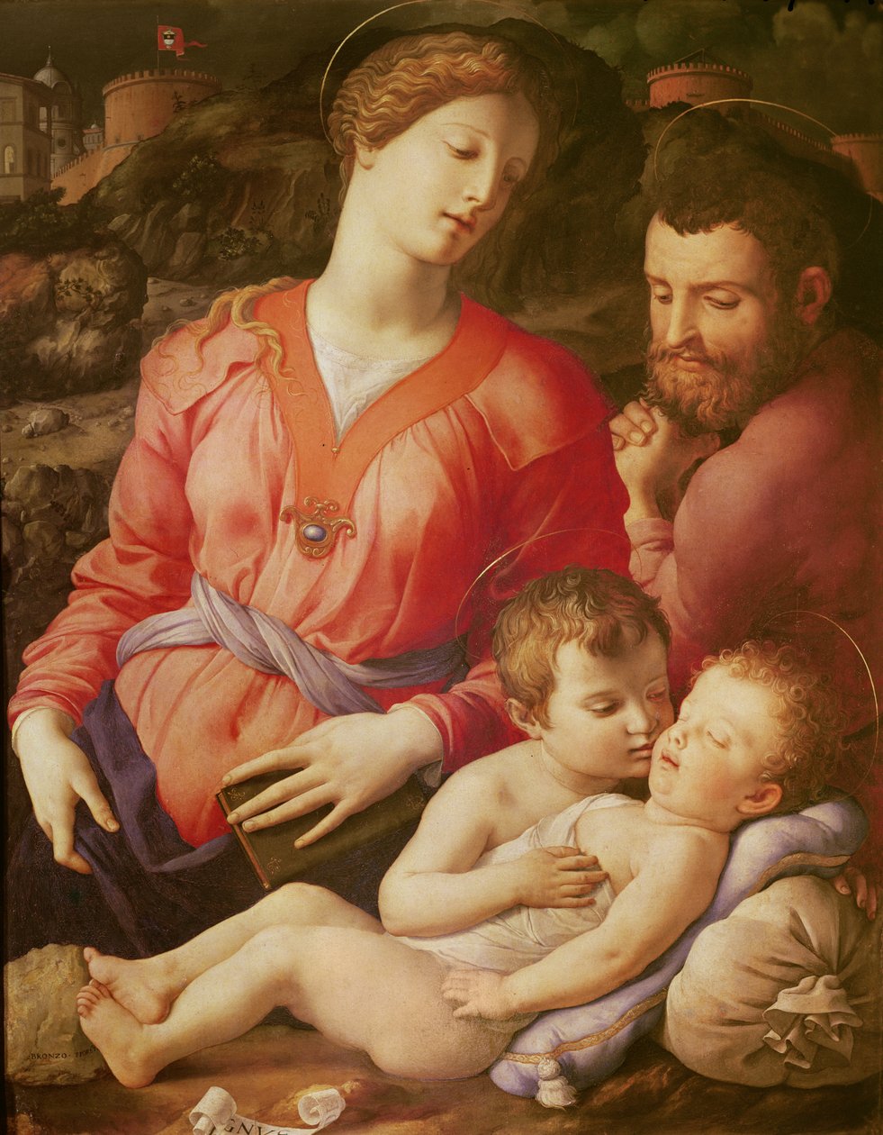 Panciatichin pyhä perhe, n. 1540 (öljy puulle) tekijältä Agnolo Bronzino