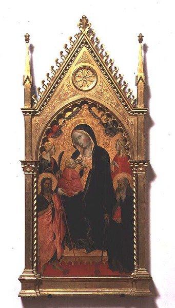 Madonna del Latte pyhimysten kanssa (tempera paneelille) tekijältä Agnolo Gaddi