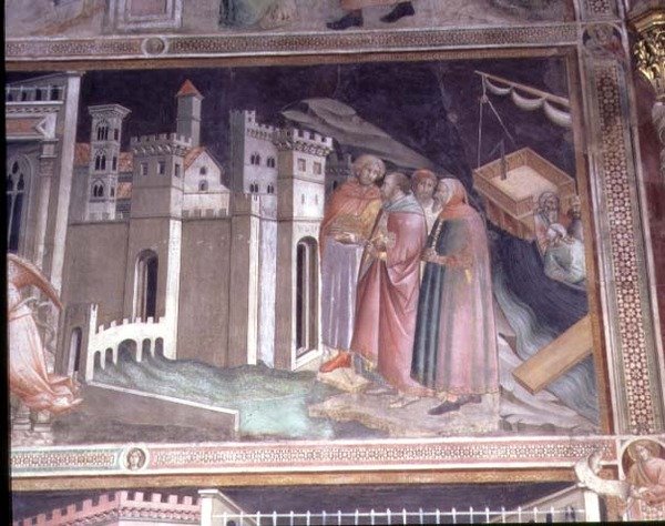 Legenda pyhästä vyöstä, yksityiskohta Neitsyen elämästä Cappella della Sacra Cintolasta tekijältä Agnolo Gaddi