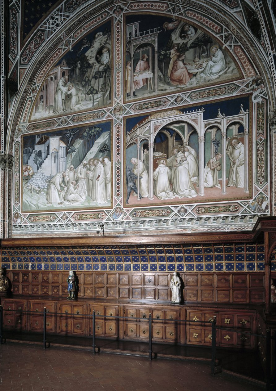 Näkymä kappeli Castellani (tai Sacrament) decoree freskoista Agnolo Gaddi (1350-1396), jaksot Pyhän Antonius Suuren elämästä tekijältä Agnolo Gaddi