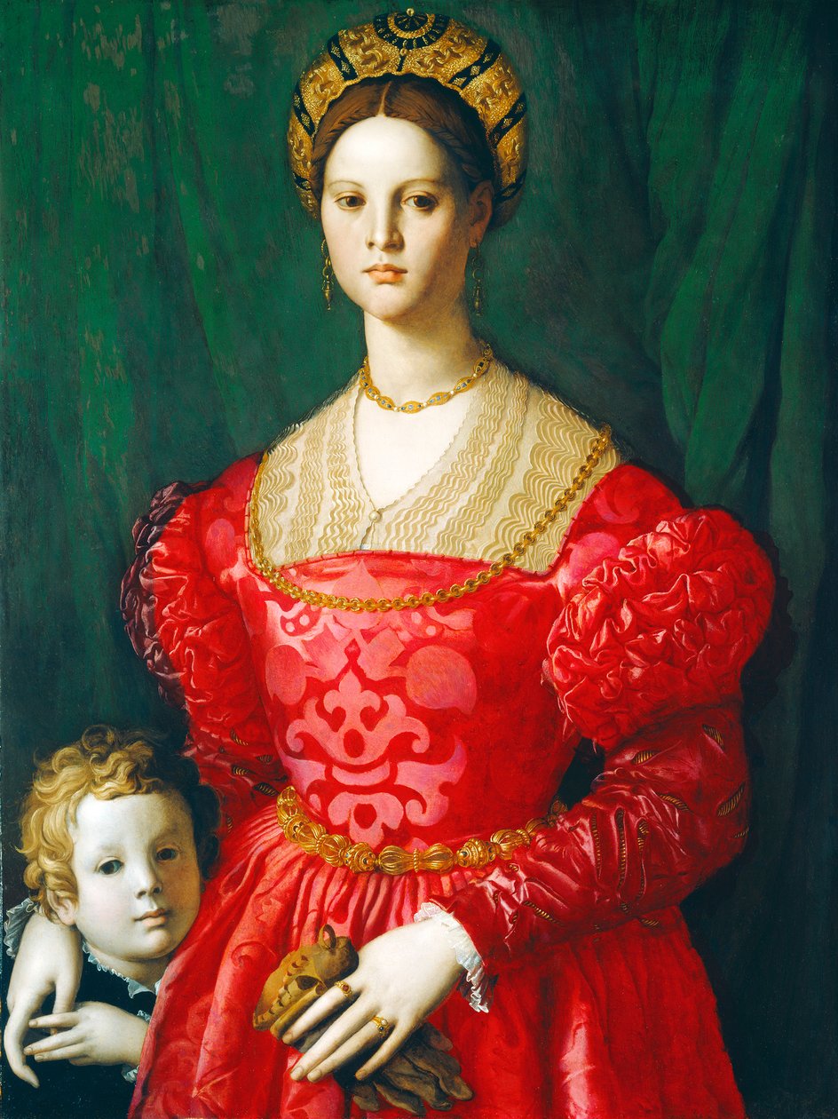 Nuori nainen ja hänen pieni poikansa, n. 1540 (öljy paneelille) tekijältä Agnolo Bronzino