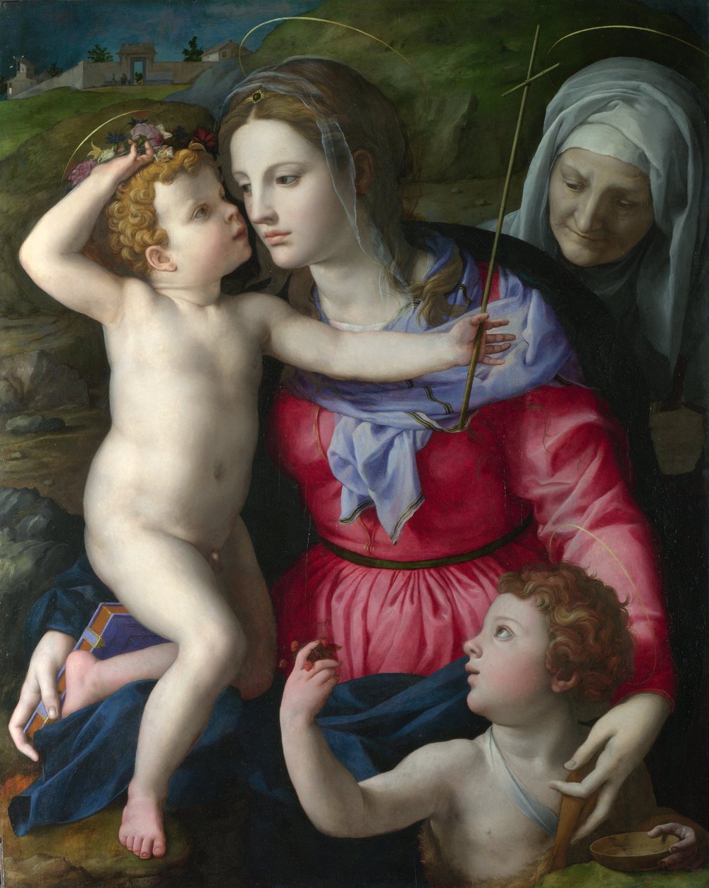 Bronzino, Agnolo (1503-1572) Madonna ja lapsi Pyhän Johannes Kastajan ja Pyhän Elisabetin kanssa Öljy puulla n. 1540 National Gallery, Lontoo 101,6x81,3 tekijältä Agnolo Bronzino