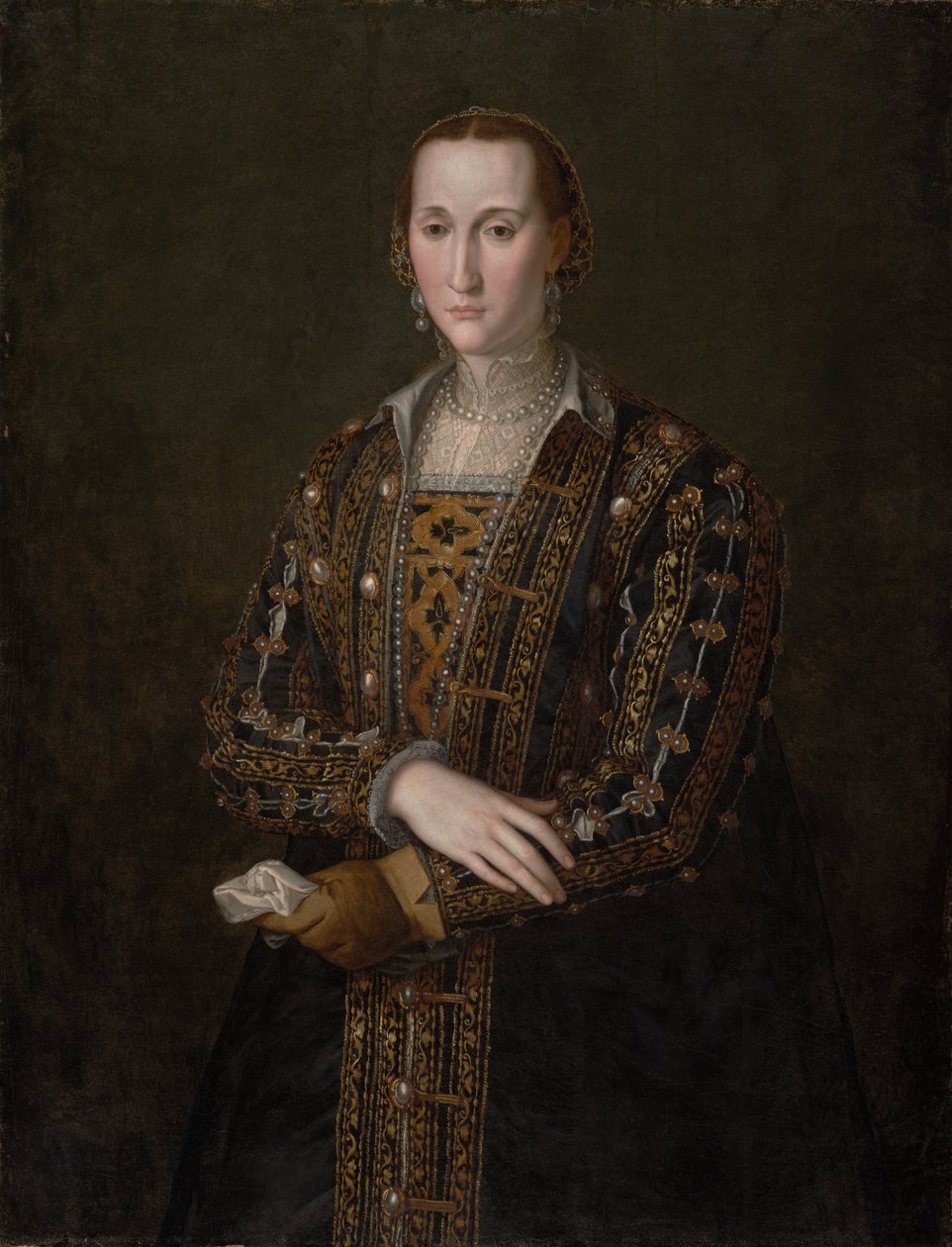 Eleonora di Toledo (1522-1562), noin 1560 (öljy kankaalle, siirretty paneelista) tekijältä Agnolo Bronzino