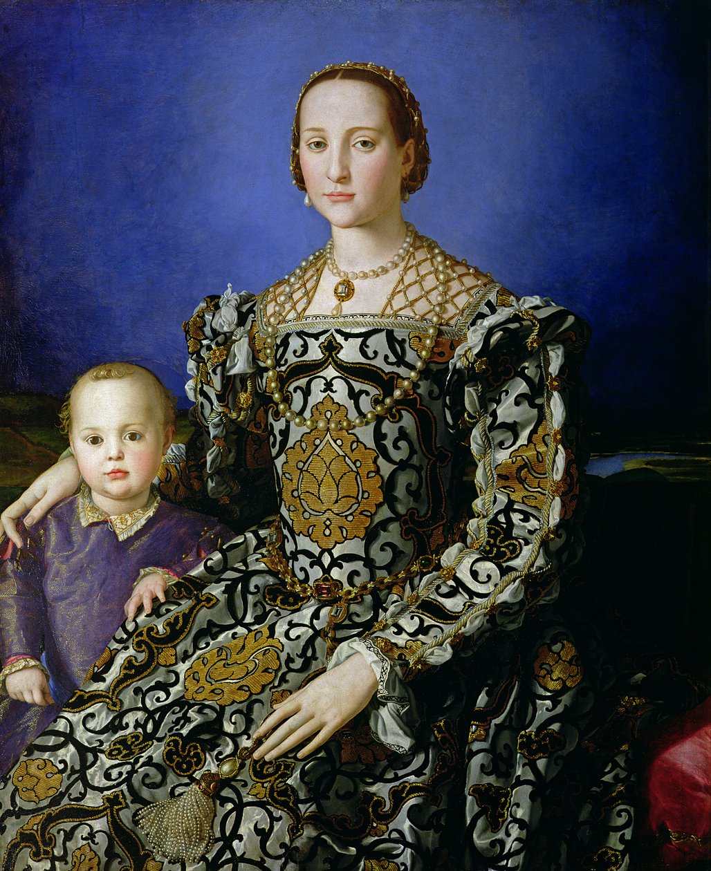 Muotokuva Eleanor of Toledo ja hänen poikansa, Giovanni de Medici, n. 1544-45 (tempera paneelissa) tekijältä Agnolo Bronzino