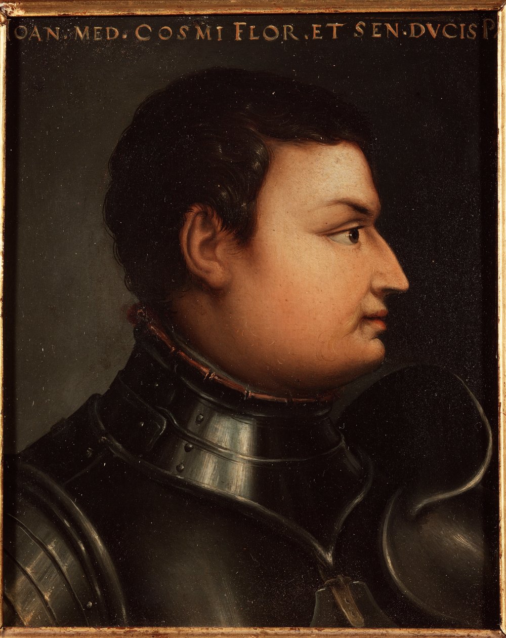 Muotokuva Jean de Medici dit Jean des Bands Noiresista (Giovanni dalle Bande Nere) (1421-1463) condottiere (italialainen condottiero) Allori Angelo di Cosimo dit Bronzinon (1503-1572) maalaus 1500-luvun aurinko 15x12 cm palatsi Medici-Medici-R. Riccardi) F tekijältä Agnolo Bronzino