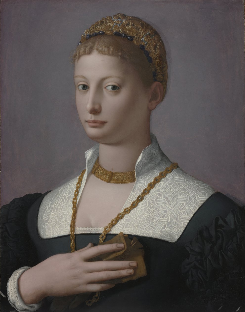 Naisen muotokuva, n. 1550 (öljy puulle) tekijältä Agnolo Bronzino