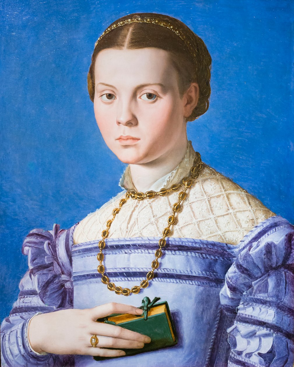 Muotokuva tytöstä kirjan kanssa, mahdollisesti Giulia di Alessandro de Medici tekijältä Agnolo Bronzino