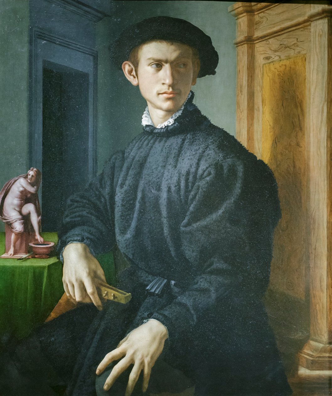 Nuoren miehen, jolla on luuttu, muotokuva tekijältä Agnolo Bronzino