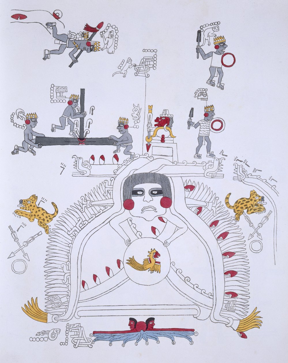 Kuvitus Edward Kingin (1795-1837) Lord Kingsboroughin julkaisusta "Antiquities of Mexico", julkaistu 1831-48 tekijältä Agostino Aglio