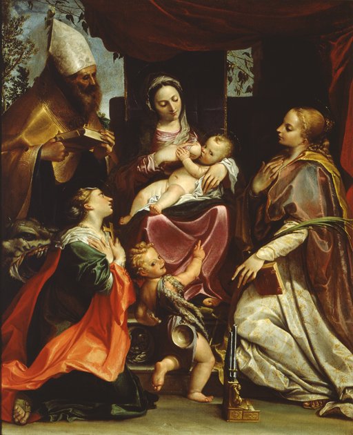 Madonna lapsen ja pyhien kanssa tekijältä Agostino Carracci