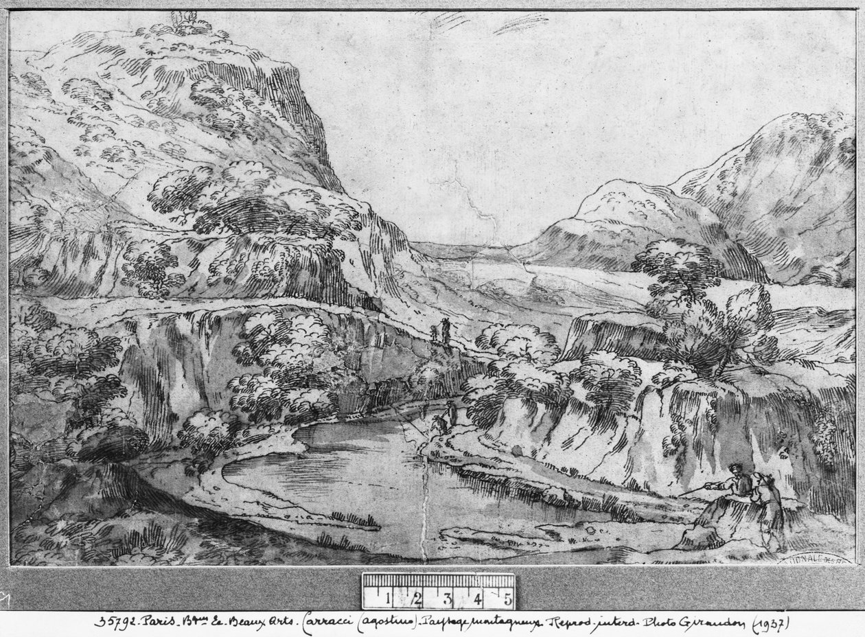 Vuoristoinen maisema tekijältä Agostino Carracci