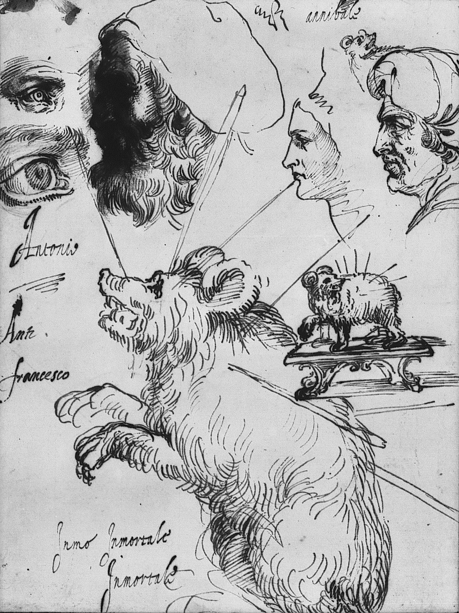 Tutkimukset Carracci -perheen impresaksi tekijältä Agostino Carracci