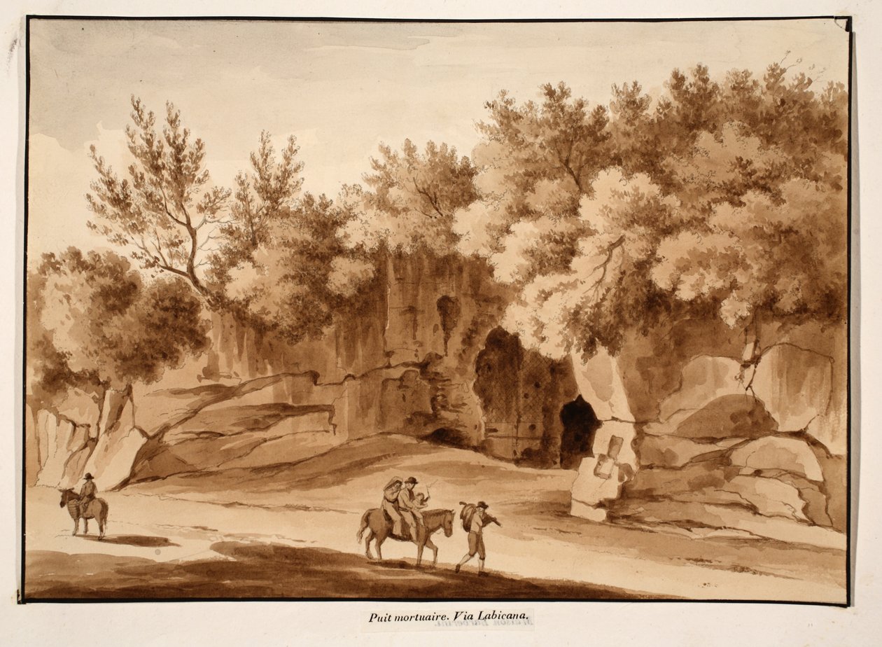 Hautakammio, Via Labicana, 1833 (etsaus ruskealla pesulla) tekijältä Agostino Tofanelli