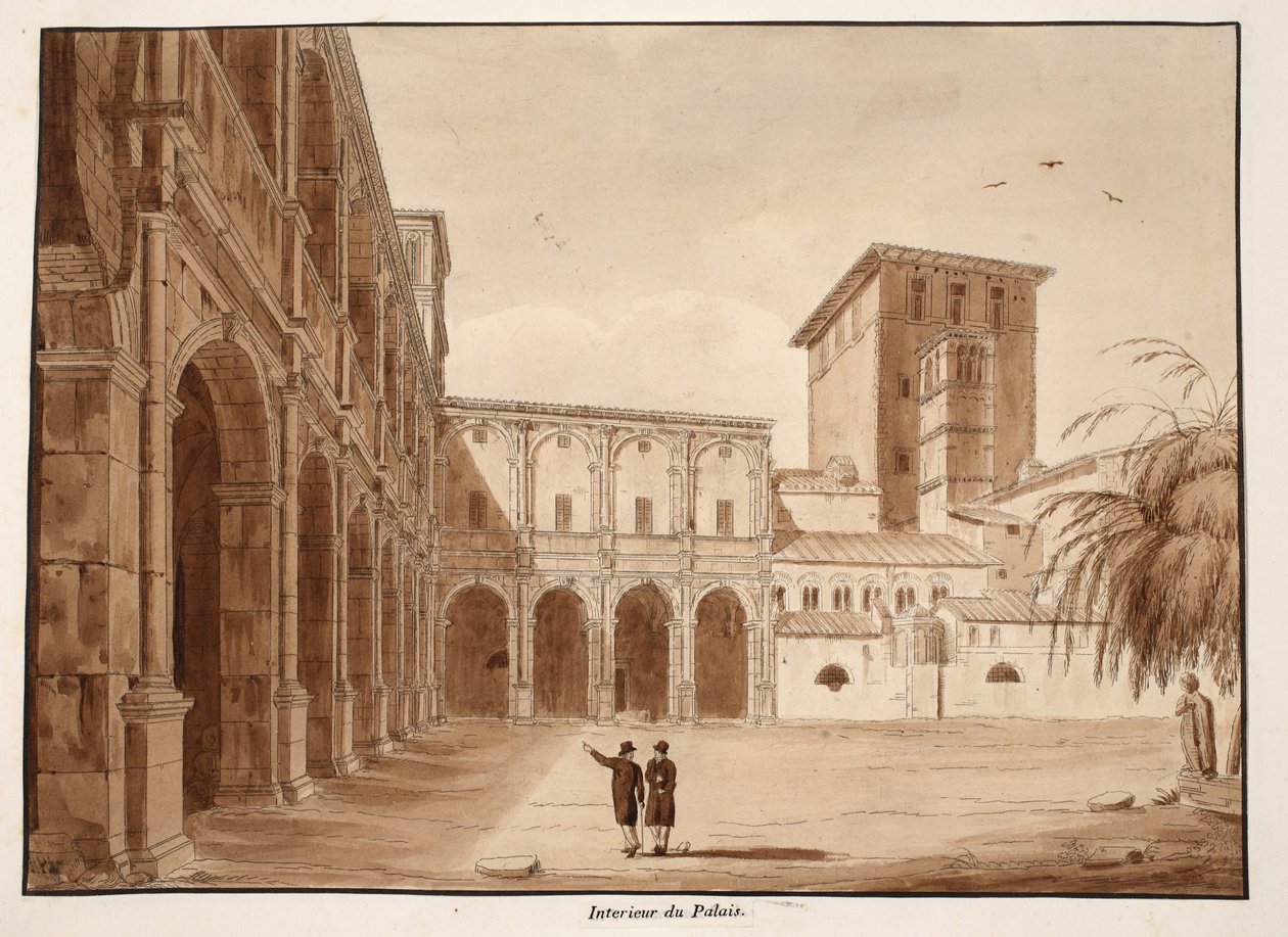 Palazzo di Venezian sisällä, 1833 (etsaus ruskealla pesulla) tekijältä Agostino Tofanelli