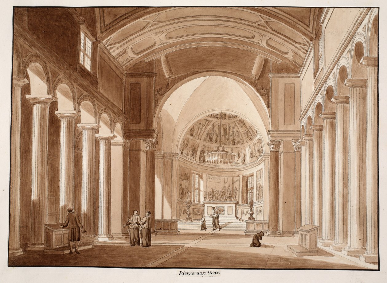 San Pietro in Vincoli, 1833 (etsaus ruskealla pesulla) tekijältä Agostino Tofanelli