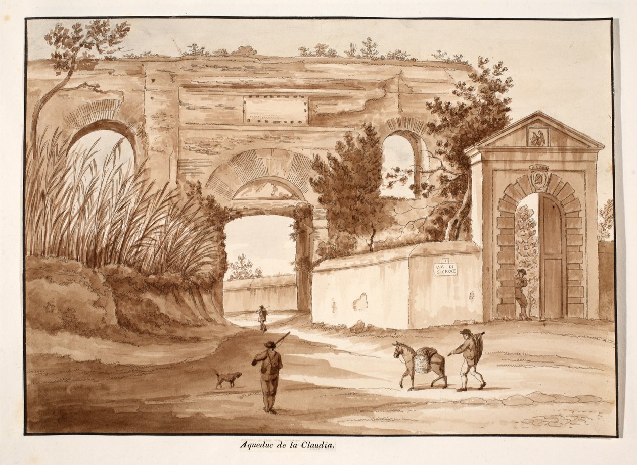 Acqua Claudia, 1833 (etsaus ruskealla pesulla) tekijältä Agostino Tofanelli