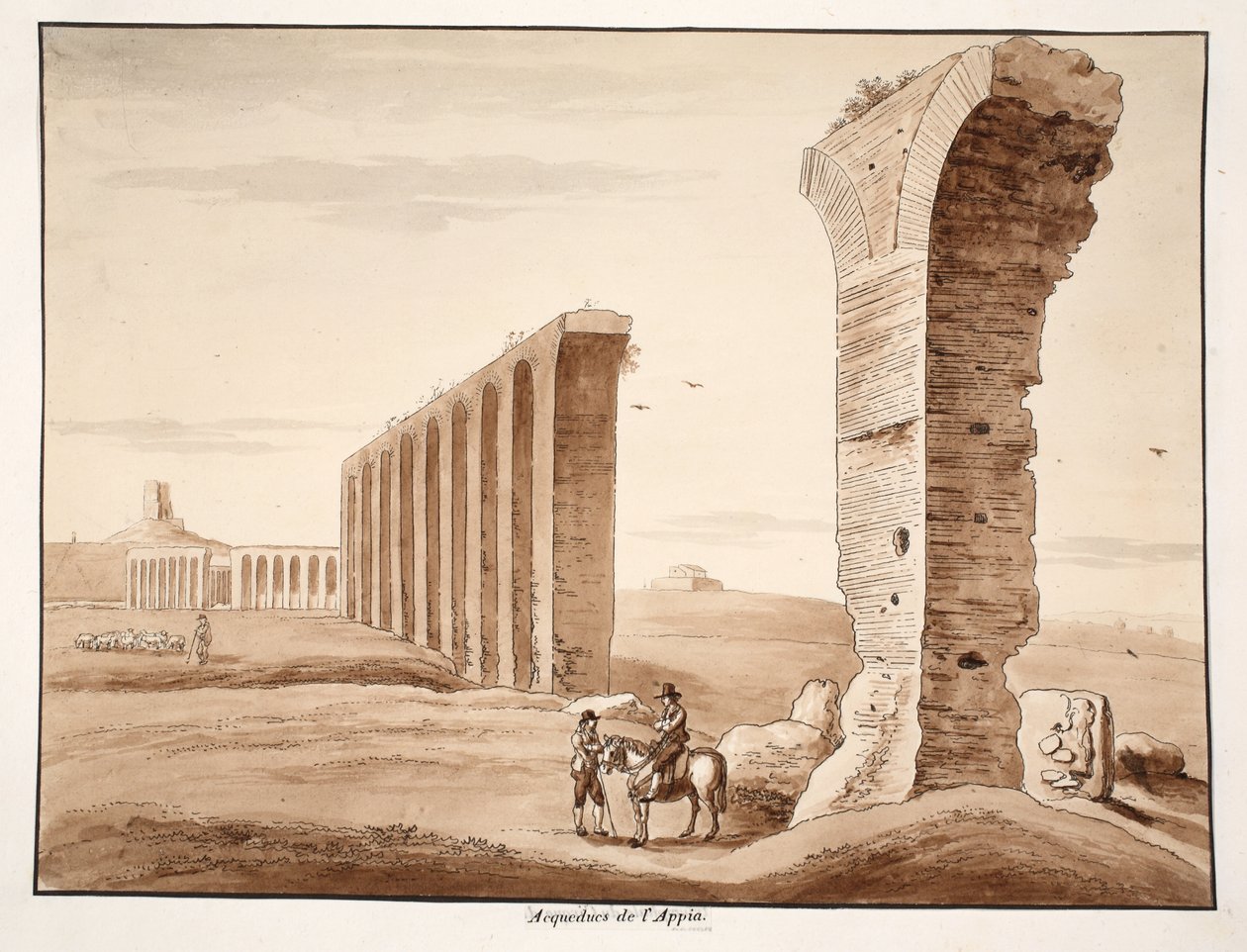 Aqua Appia, 1833 (etsaus ruskealla pesulla) tekijältä Agostino Tofanelli