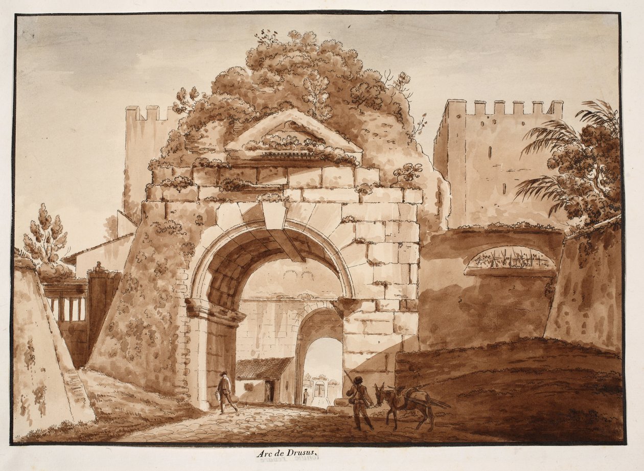 Drusuksen kaari, 1833 (etsaus ruskealla pesulla) tekijältä Agostino Tofanelli