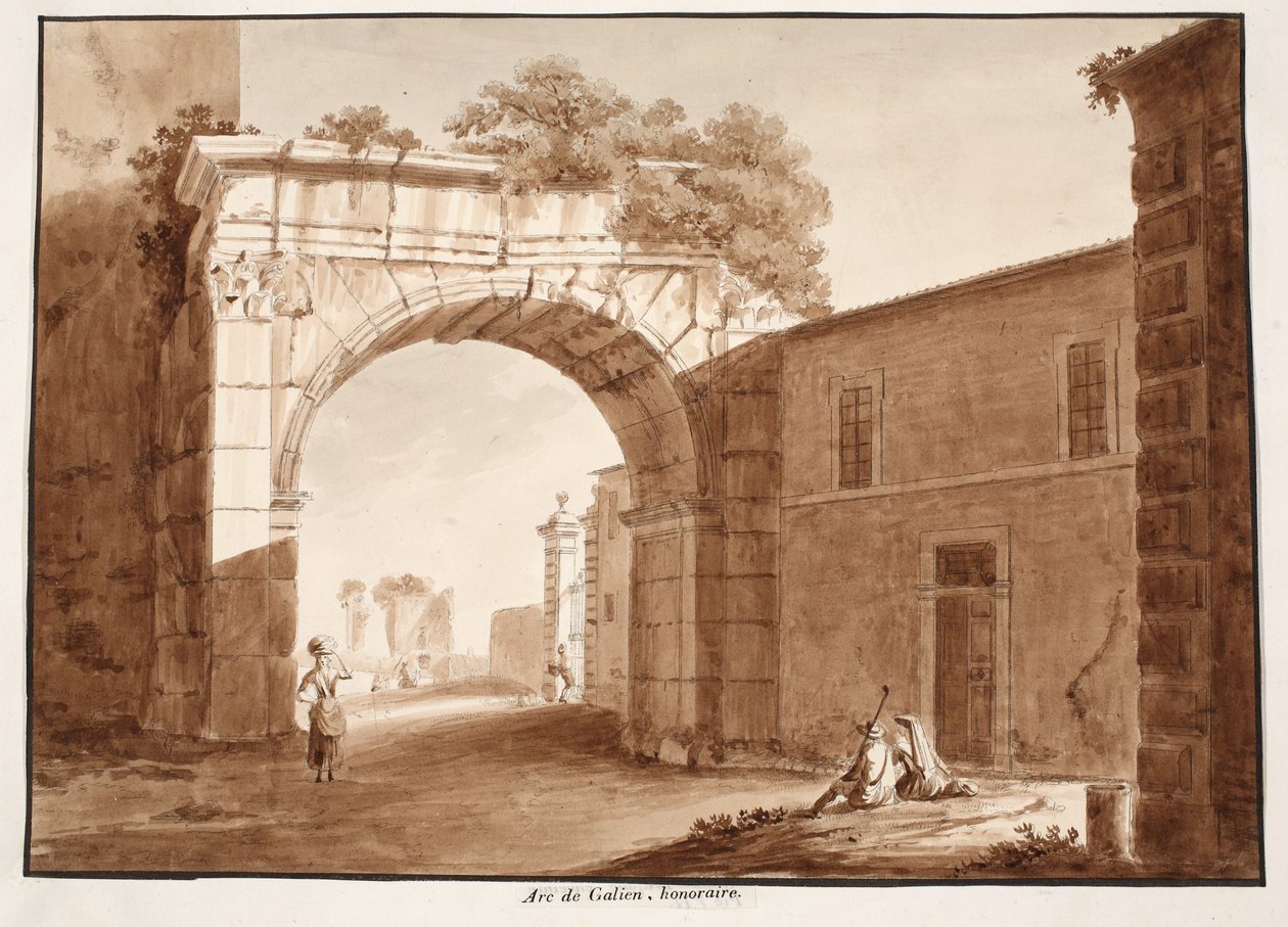 Gallienuksen kaari, 1833 (etsaus ruskealla pesulla) tekijältä Agostino Tofanelli