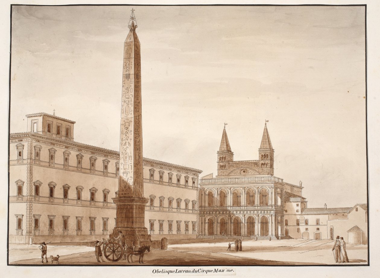 Lateraaniobeliski, Circus Maximuksesta, 1833 (etsaus ruskealla pesulla) tekijältä Agostino Tofanelli