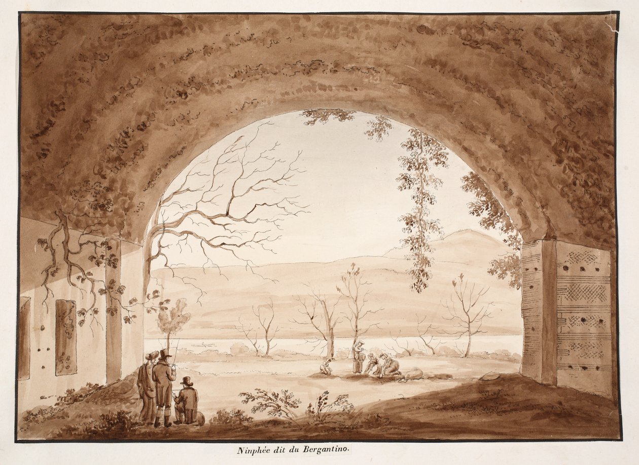Ninfeo Bergantino, 1833 (etsaus ruskealla pesulla) tekijältä Agostino Tofanelli