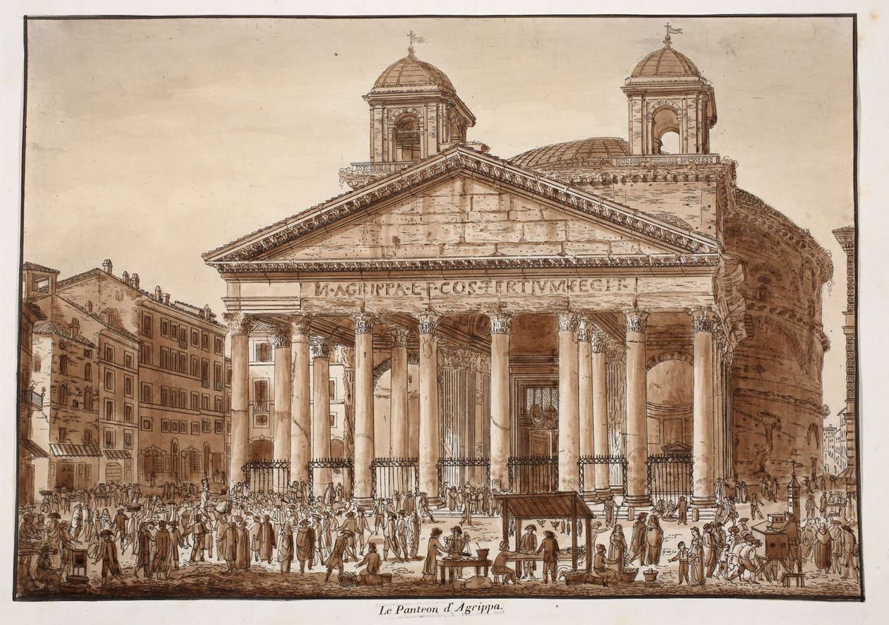 Agrippan panteoni, 1833 (etsaus ruskealla pesulla) tekijältä Agostino Tofanelli
