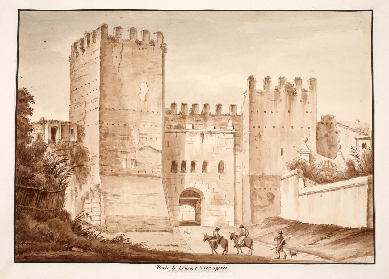 Porta San Lorenzo, inter ageres, 1833 (etsaus ja ruskea pesu) tekijältä Agostino Tofanelli
