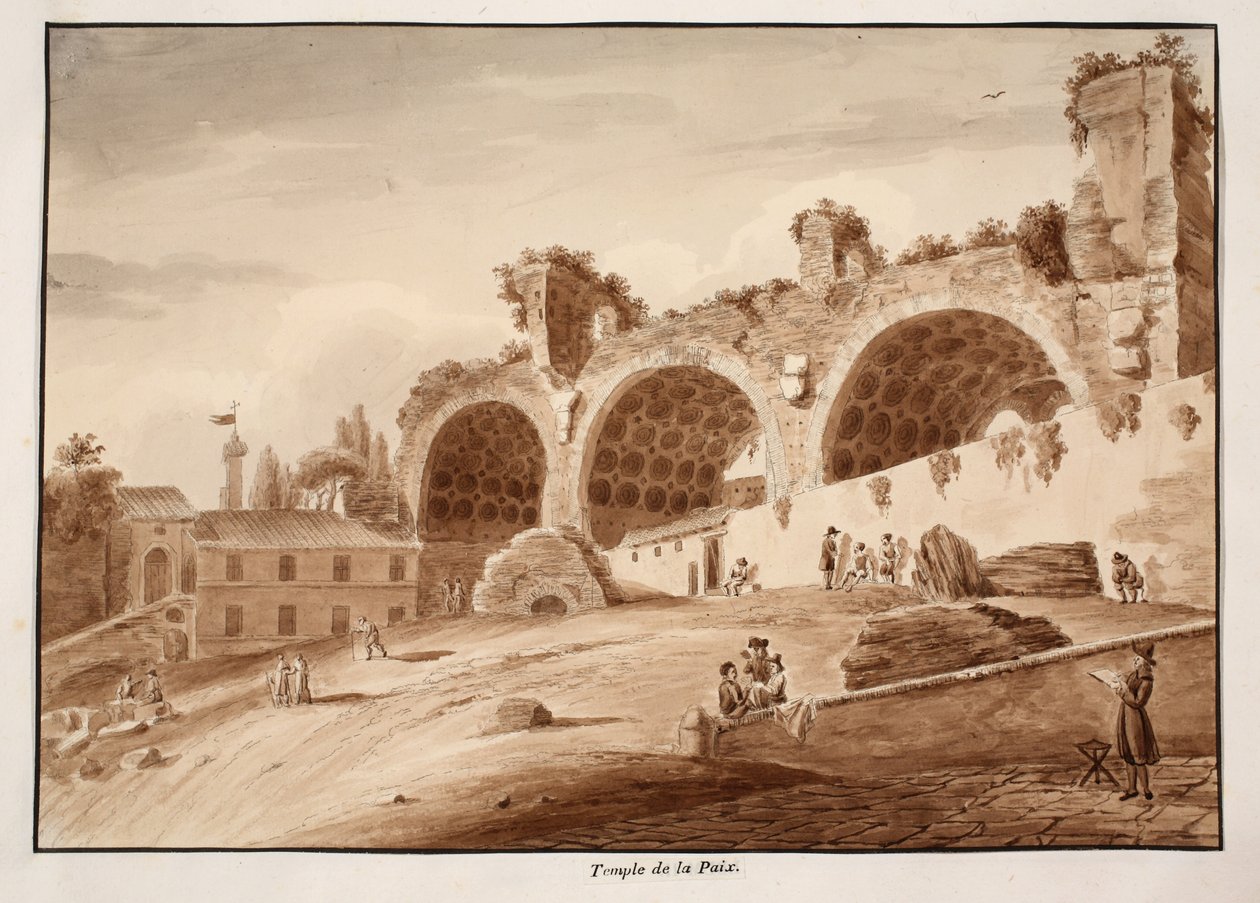Rauhan temppeli, 1833 (etsaus ruskealla pesulla) tekijältä Agostino Tofanelli