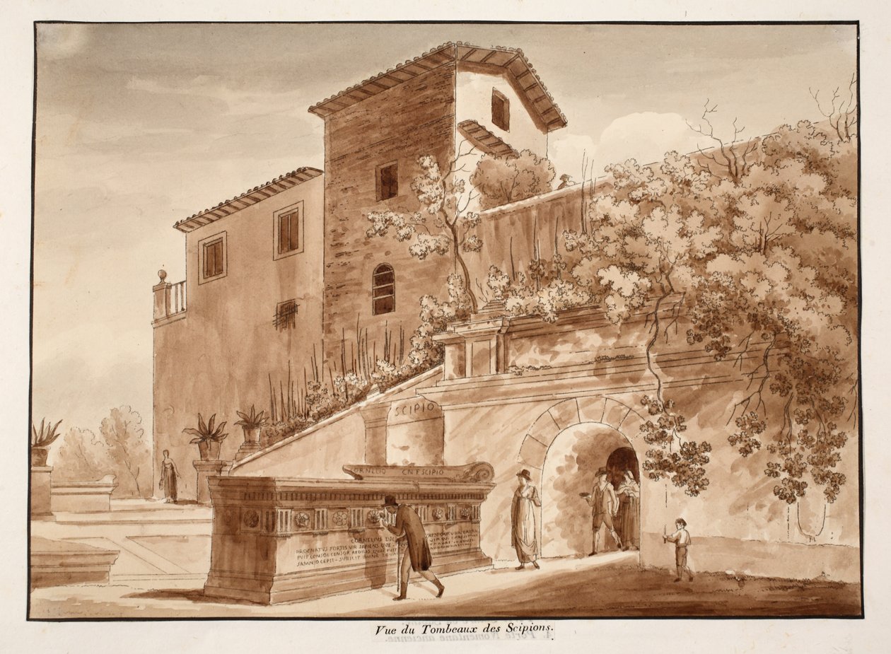Scipioiden hauta, 1833 (etsaus ruskealla pesulla) tekijältä Agostino Tofanelli