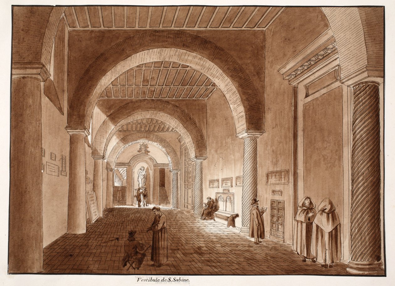 Santa Sabinan eteinen, 1833 (etsaus ruskealla pesulla) tekijältä Agostino Tofanelli