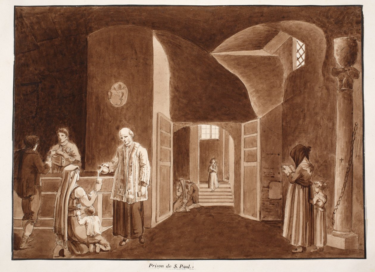 Pyhän Paavalin vankila, 1833 (etsaus, ruskea pesu) tekijältä Agostino Tofanelli