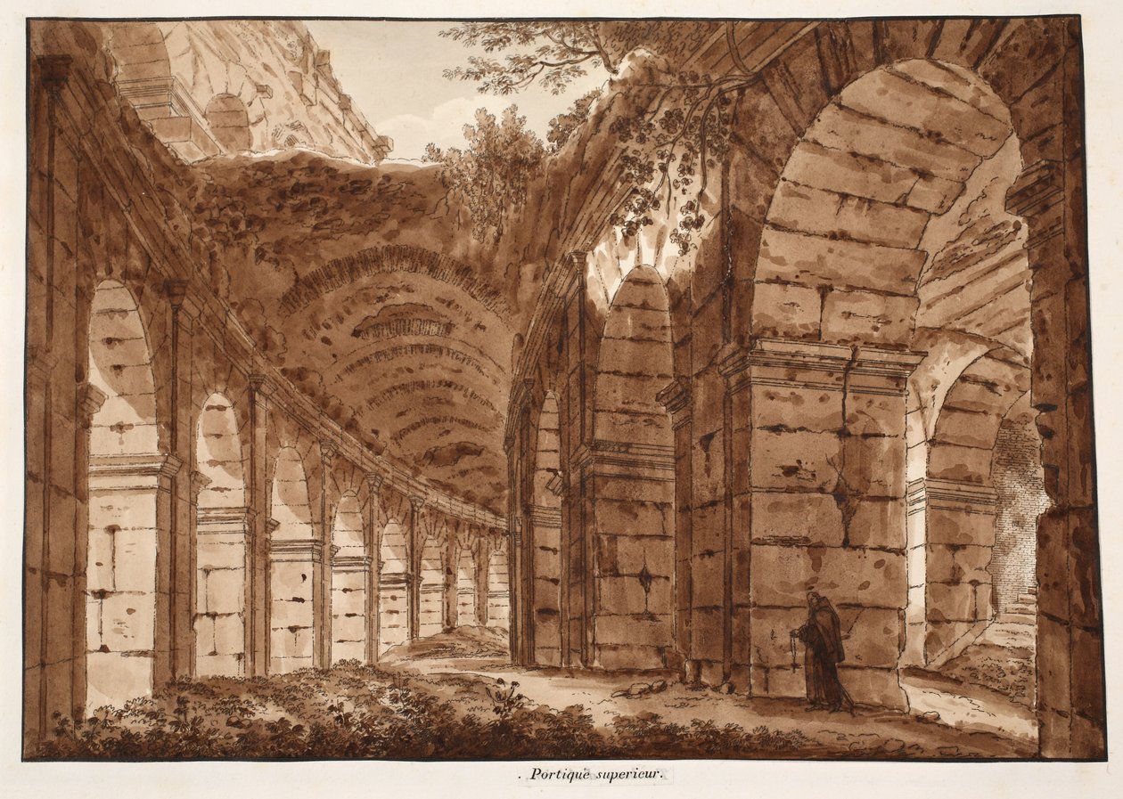 Colosseumin ylin kerros, 1833 (etsaus ruskealla pesulla) tekijältä Agostino Tofanelli