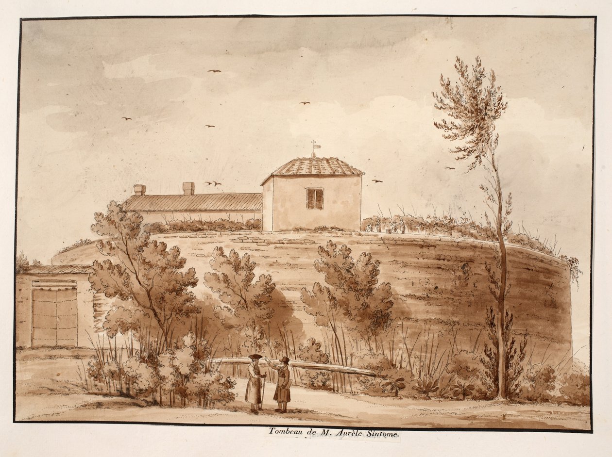 Marcus Aurelius Sintoman hauta, 1833 (etsaus ruskealla pesulla) tekijältä Agostino Tofanelli
