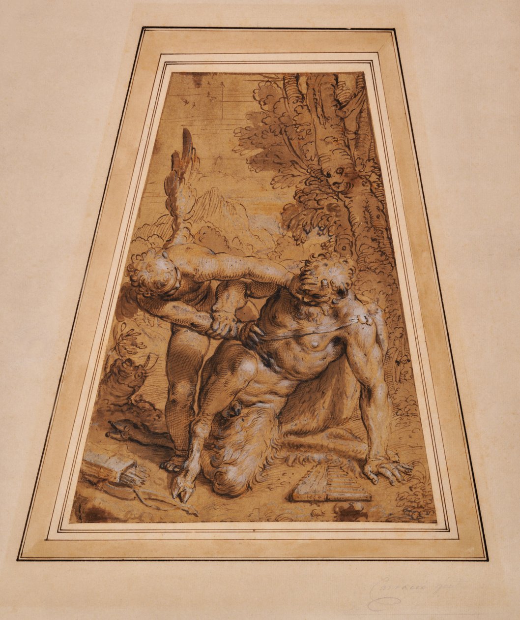 Cupid valloittaa Panin tekijältä Agostino (attr. to) Carracci