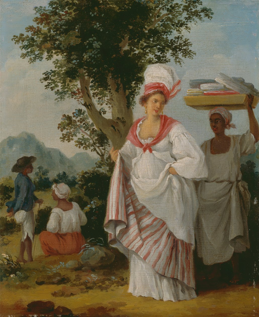 Länsi-intialainen kreolinainen, mukana hänen musta palvelijansa, n. 1780. tekijältä Agostino Brunias