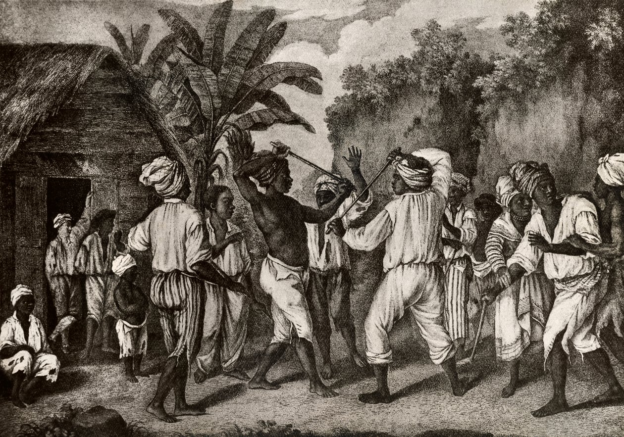 Englantilaisten ja ranskalaisten neekerien halausottelu Dominican saarella Santo Domingossa tekijältä Agostino Brunias