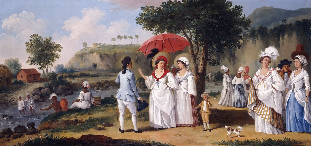 Mulattinaiset Roseau-joen rannalla, Dominica, tekijältä Agostino Brunias
