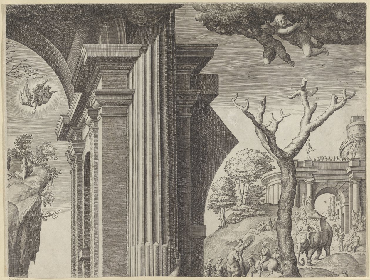 Maagien palvonta (oikea yläosa) tekijältä Agostino Carracci