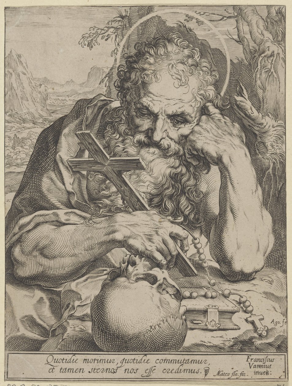 Pyhä Jerome tekijältä Agostino Carracci