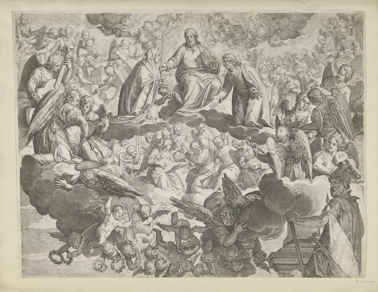 Pyhän Justinan Padovalaisen marttyyrikuolema (ylempi puolisko) tekijältä Agostino Carracci