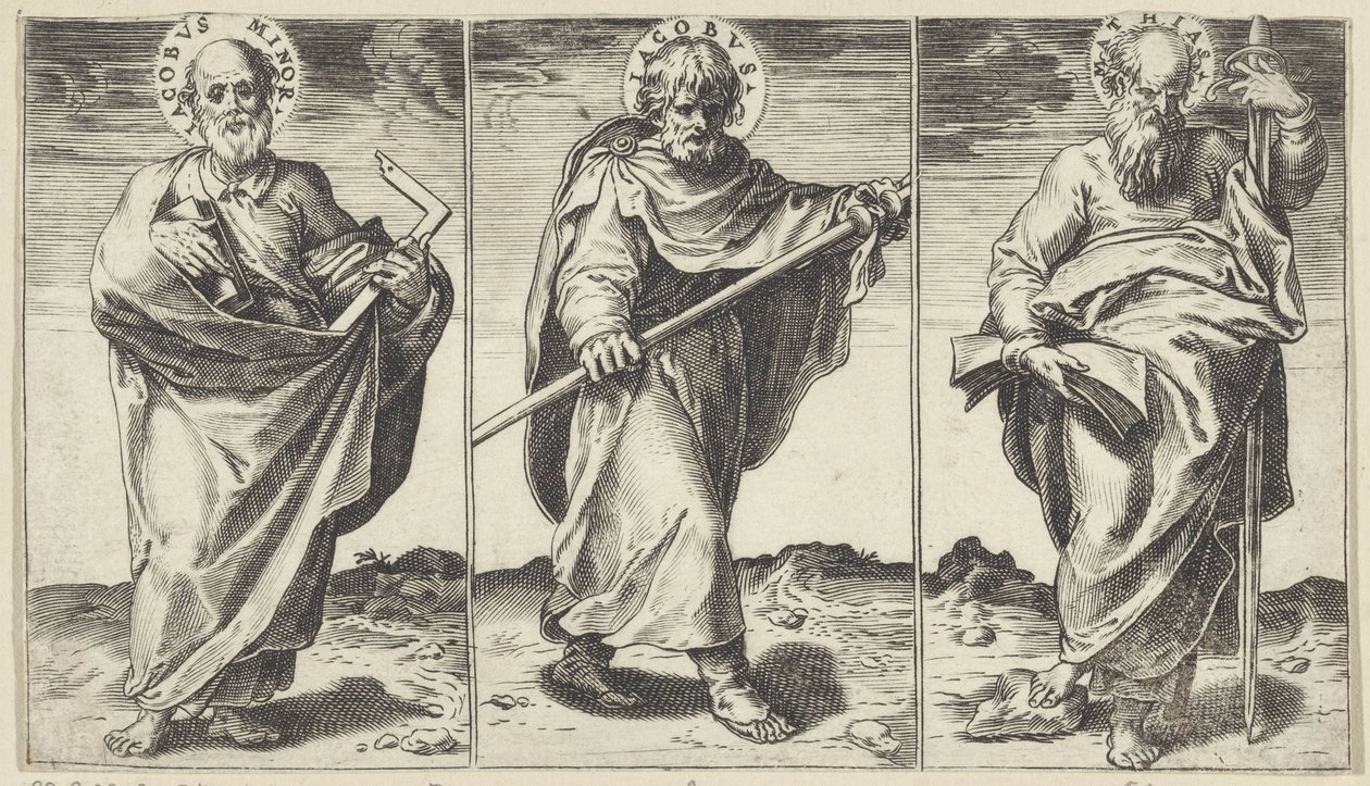 Jaakob Pienempi, Jaakob Suurempi ja Mattias Kristus, Maria, Johannes Kastaja ja apostolit (sarjan nimi) tekijältä Agostino Carracci
