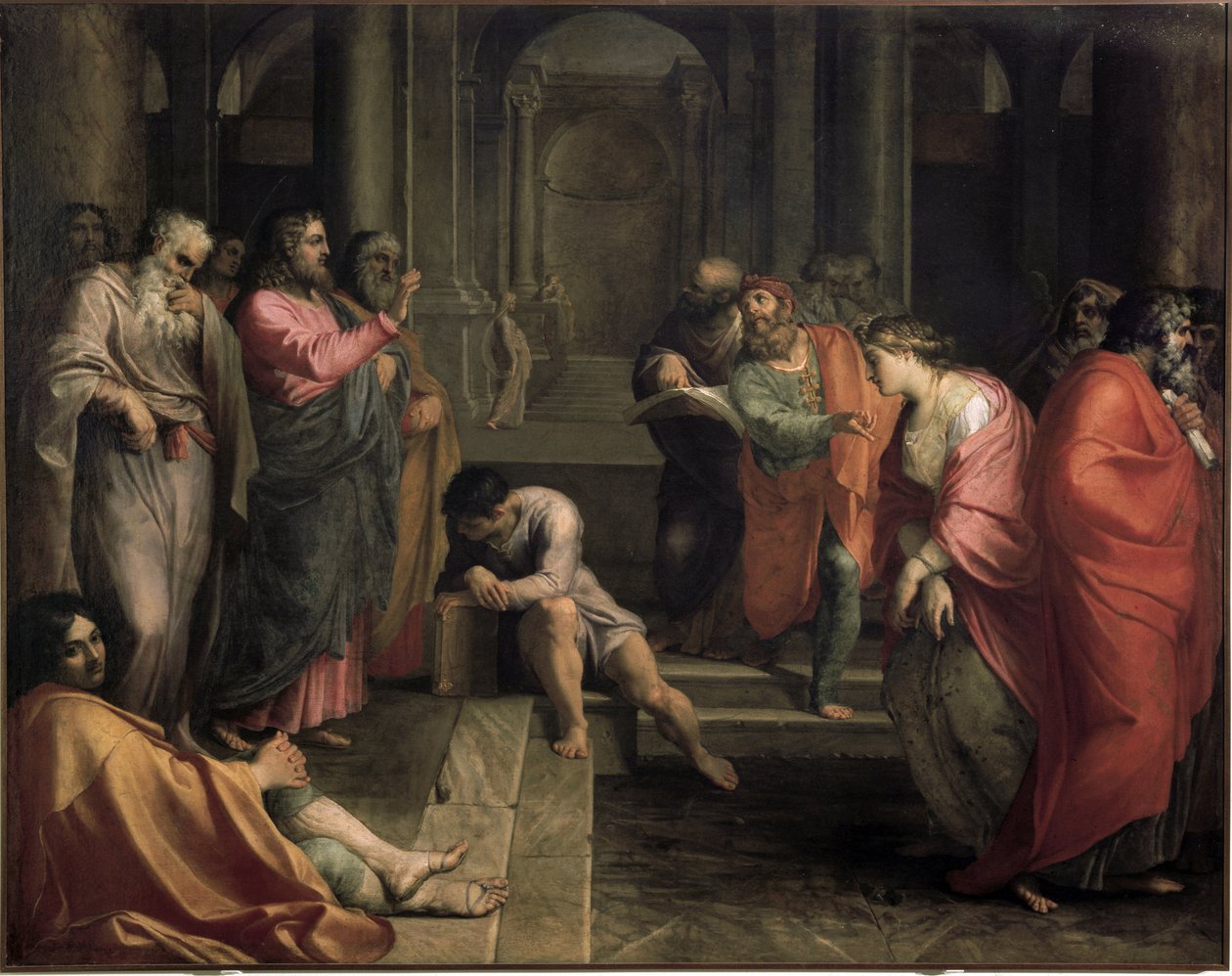 Jeesus Kristus ja aviorikoksesta otettu nainen (öljy kankaalle tekijältä Agostino Carracci