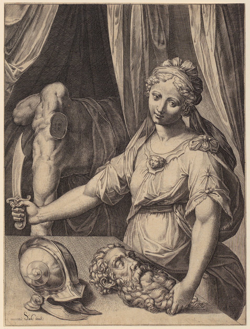 Judith ja Holoferneen pää tekijältä Agostino Carracci