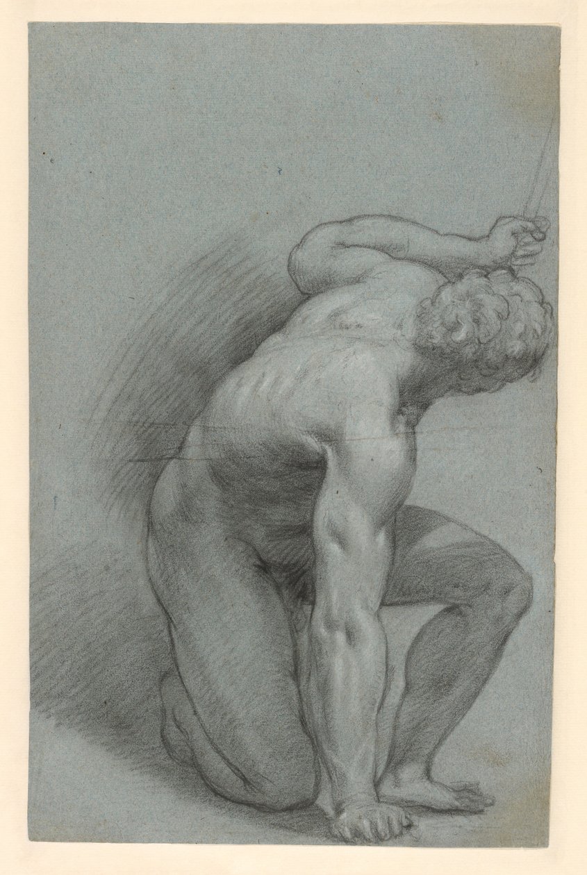 Polvistuva hahmo (etupuoli); makaava hahmo (kääntöpuoli) tekijältä Agostino Carracci