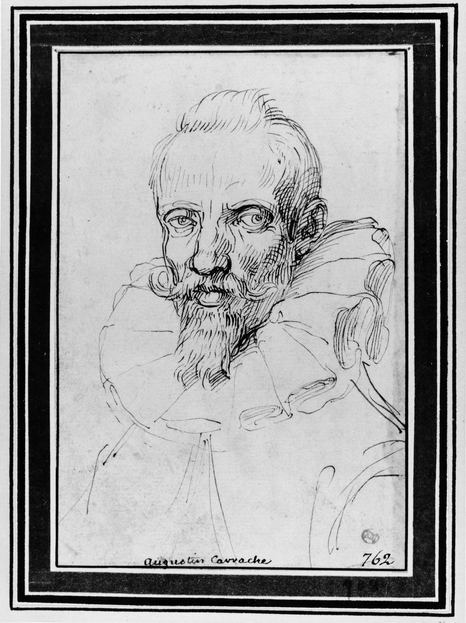 Muotokuva parrakkaasta miehestä tekijältä Agostino Carracci