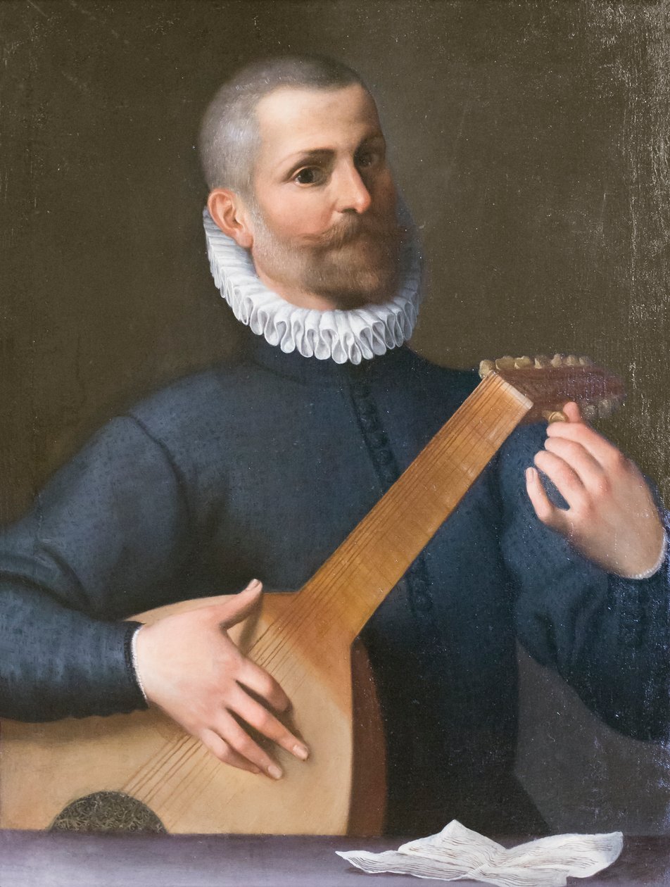 Luutun soittajan muotokuva, mahdollisesti Orazio Bassani tekijältä Agostino Carracci