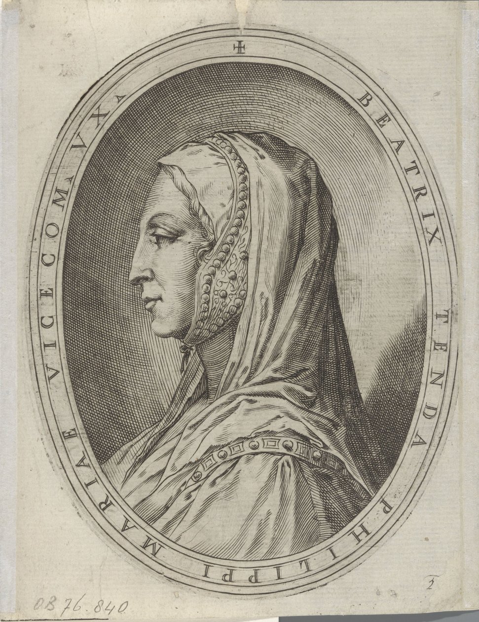 Portret van Beatrice of Tenda tekijältä Agostino Carracci