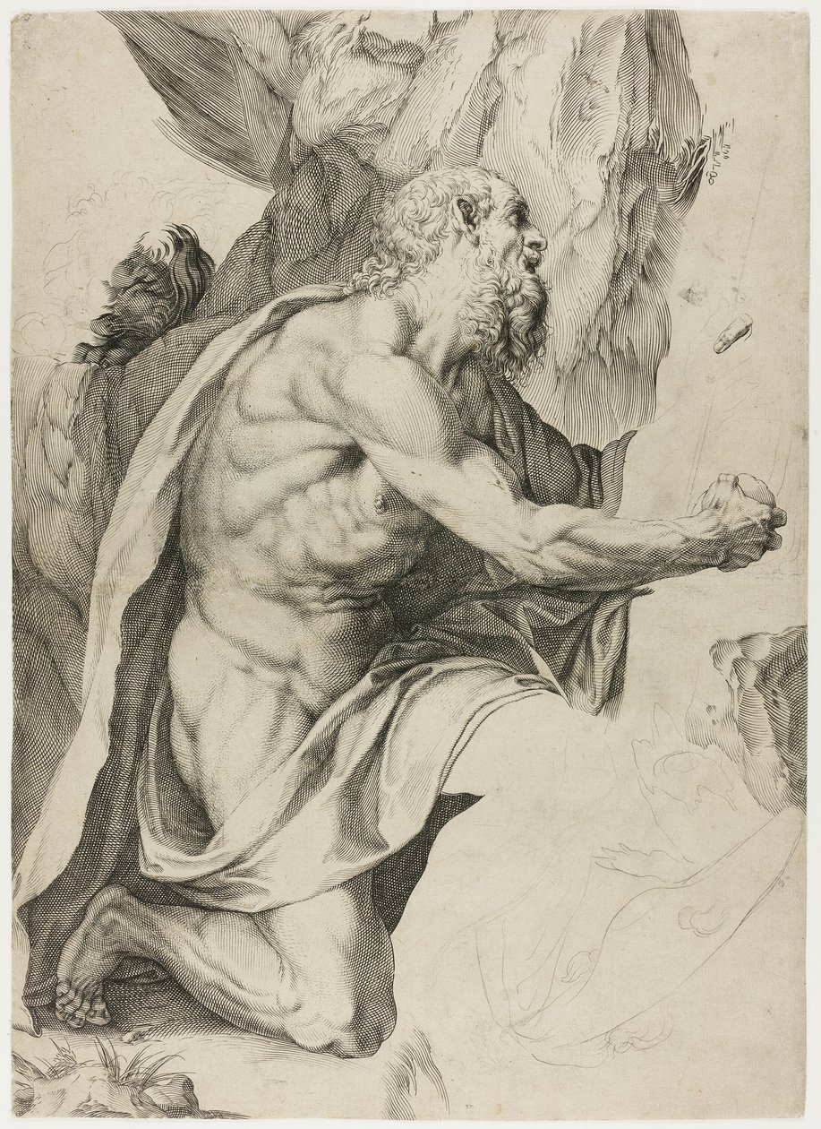 Pyhä Hieronymus katumuksessa tekijältä Agostino Carracci