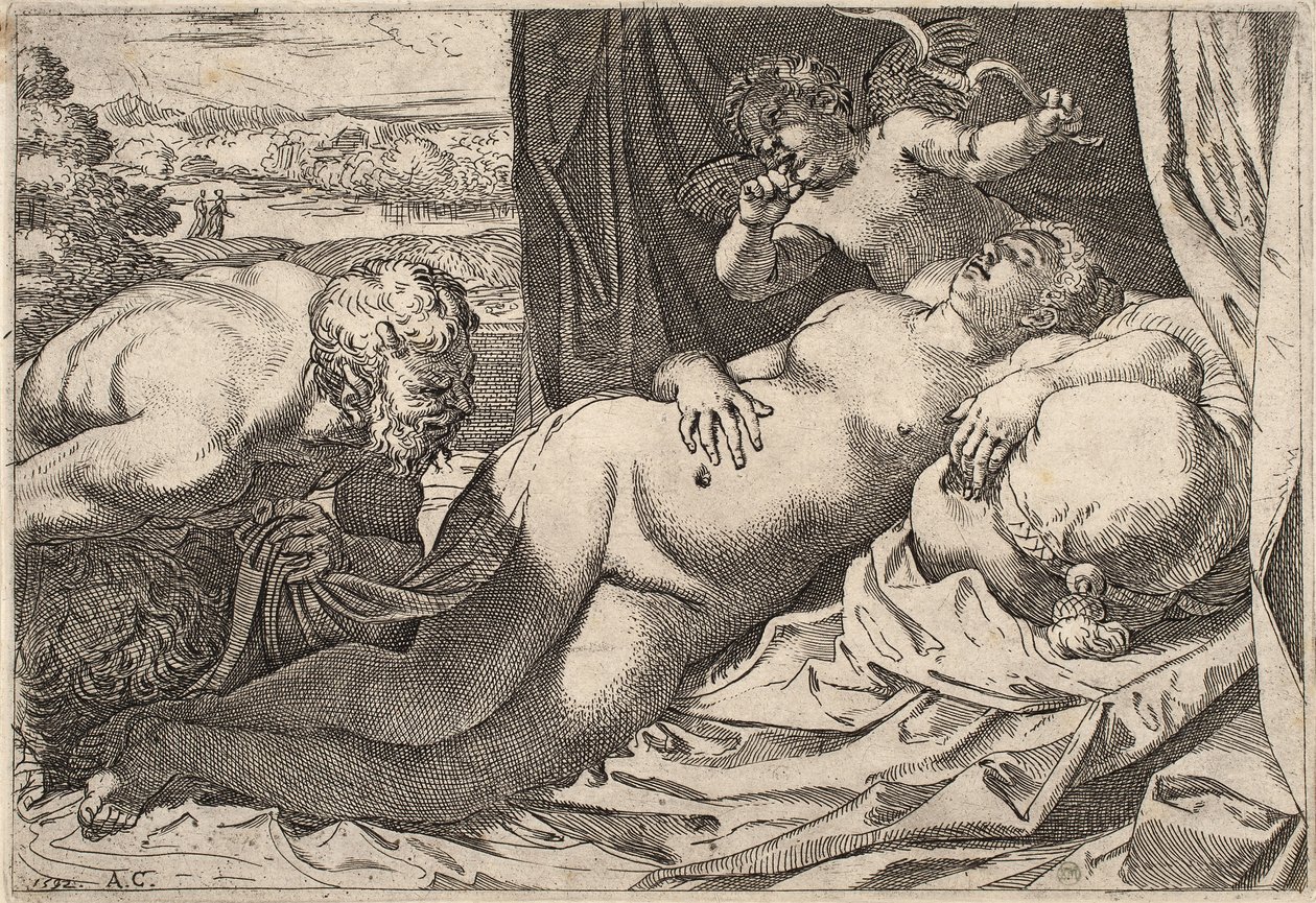 Satyr ja Nymfi tekijältä Agostino Carracci